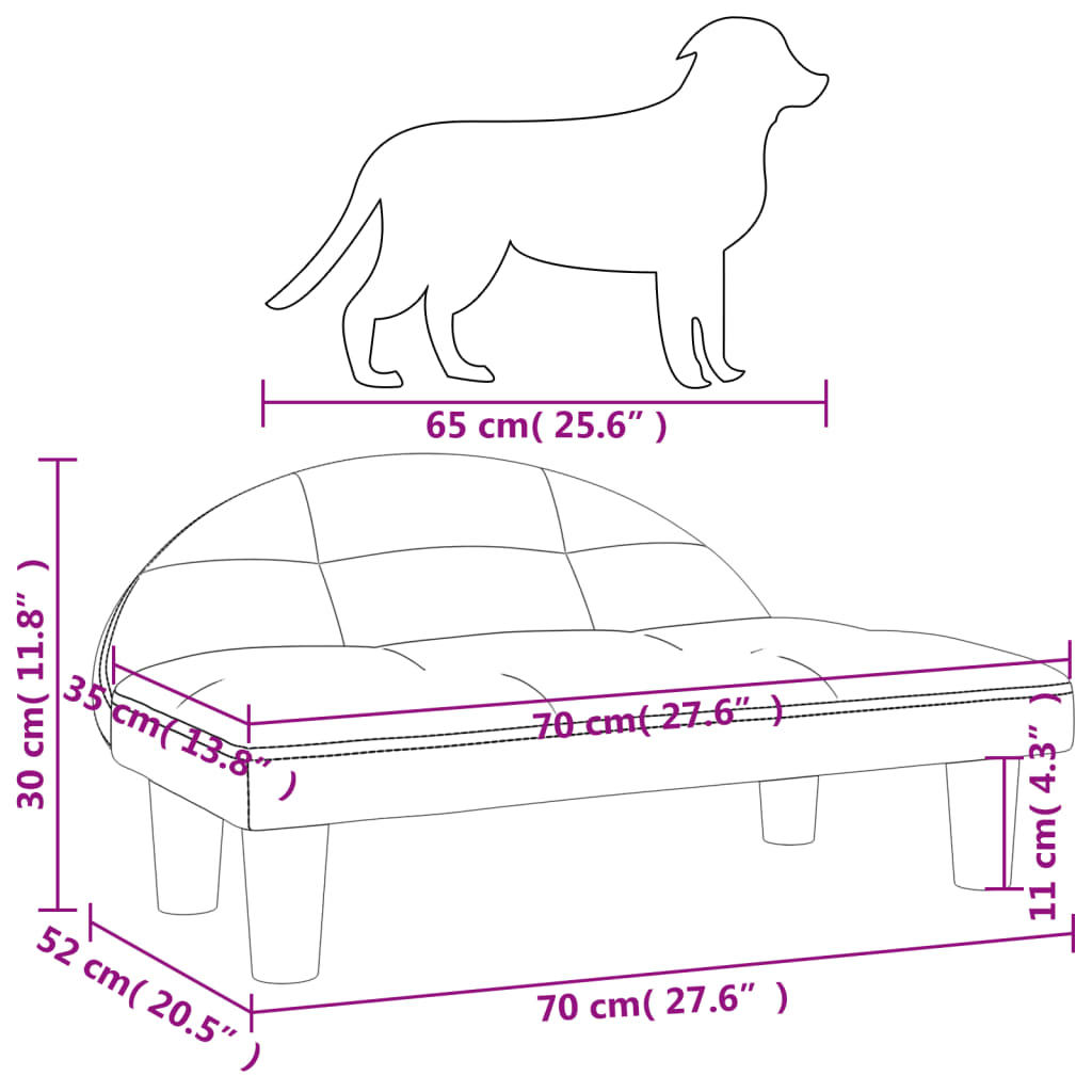 vidaXL Pat de câini, crem, 70x52x30 cm, catifea