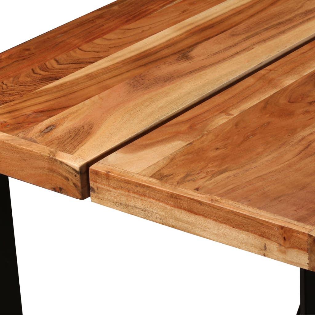 vidaXL Set mobilier bar 7 piese lemn masiv de acacia și piele naturală