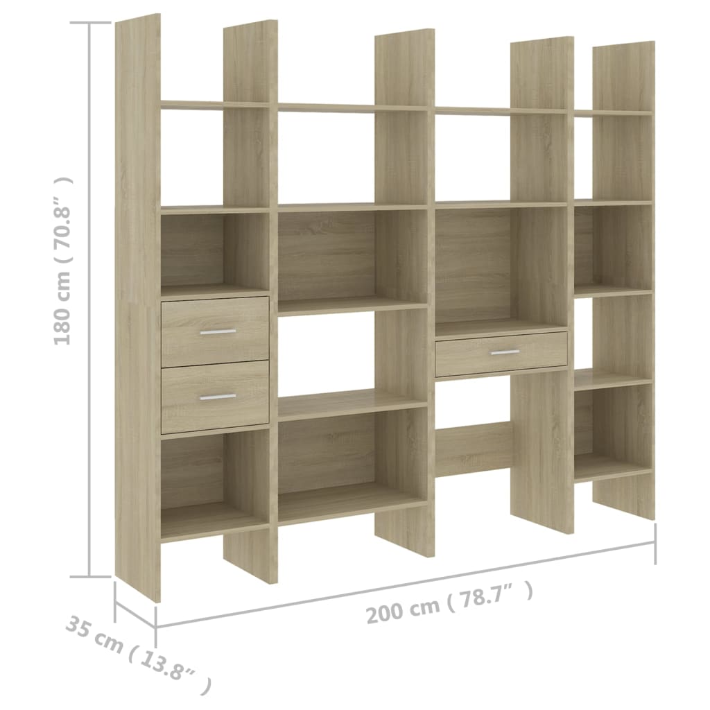 vidaXL Set dulap bibliotecă, 4 piese, stejar sonoma, lemn prelucrat