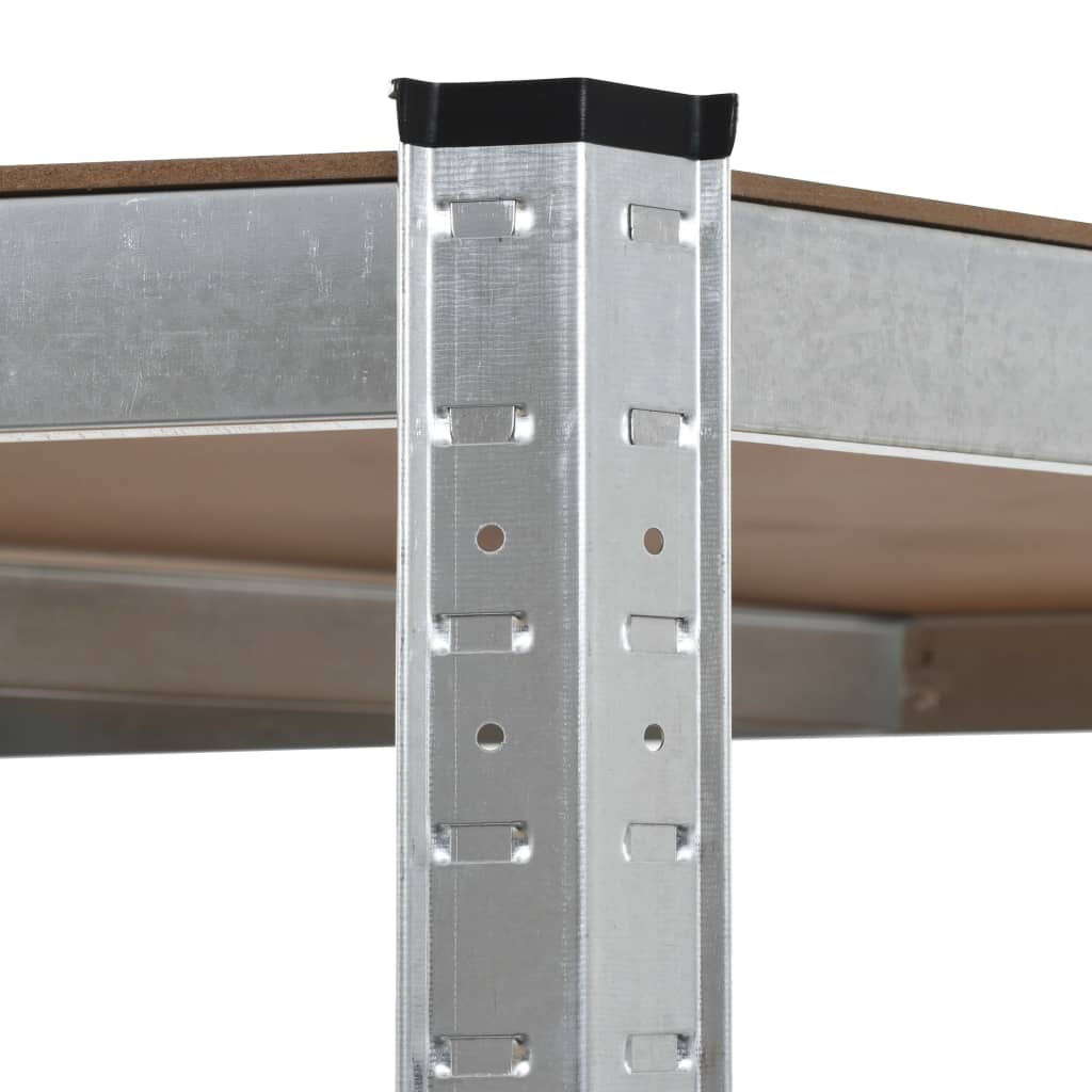 vidaXL Raft de colț cu 5 niveluri, argintiu, oțel și lemn prelucrat
