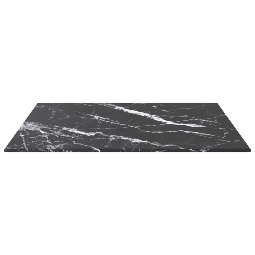 vidaXL Blat masă negru 50x50 cm 6 mm sticlă securizată design marmură