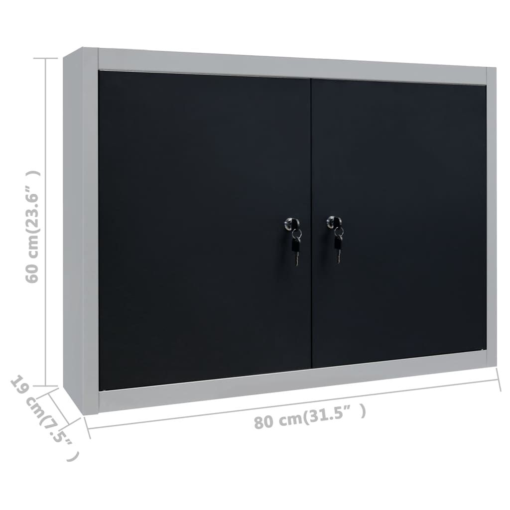 vidaXL Dulap de perete pentru unelte gri & negru metal stil industrial