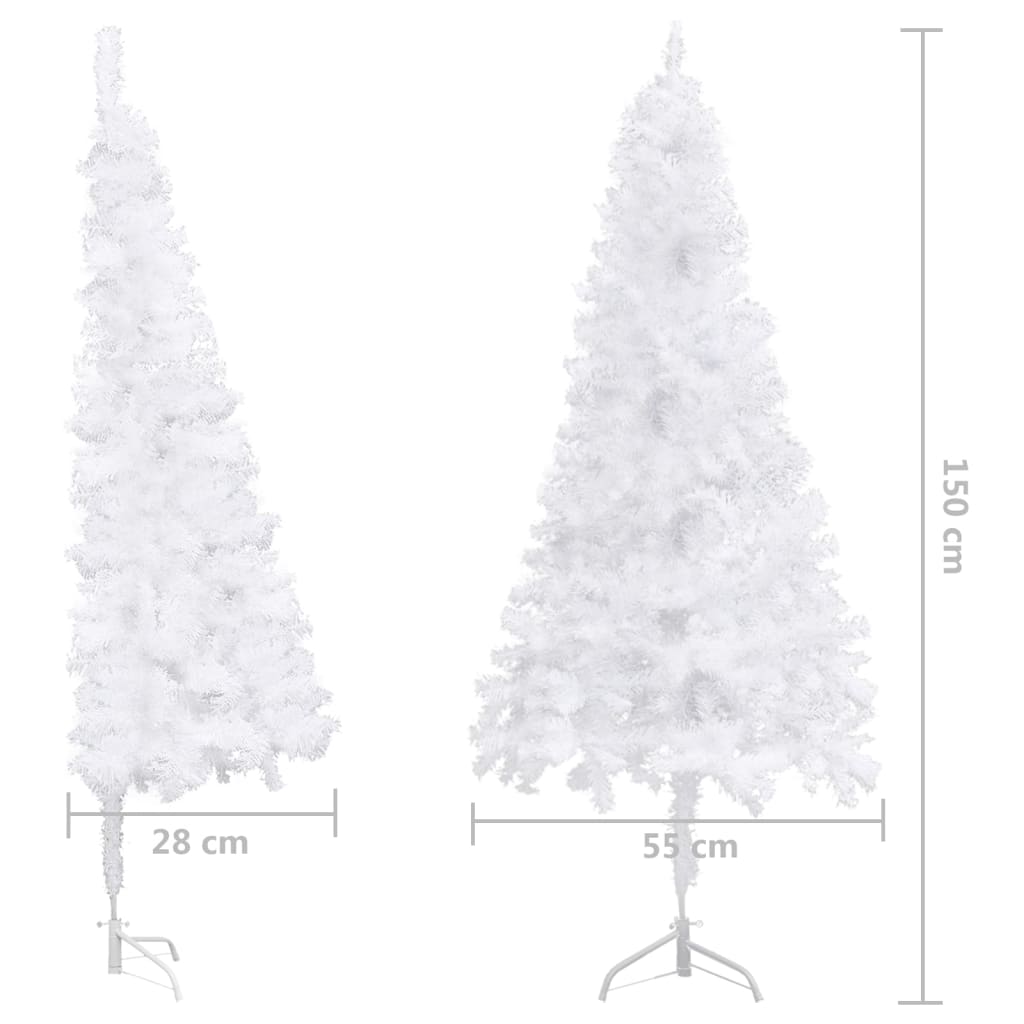 vidaXL Set brad Crăciun artificial de colț LED&globuri alb 150 cm PVC