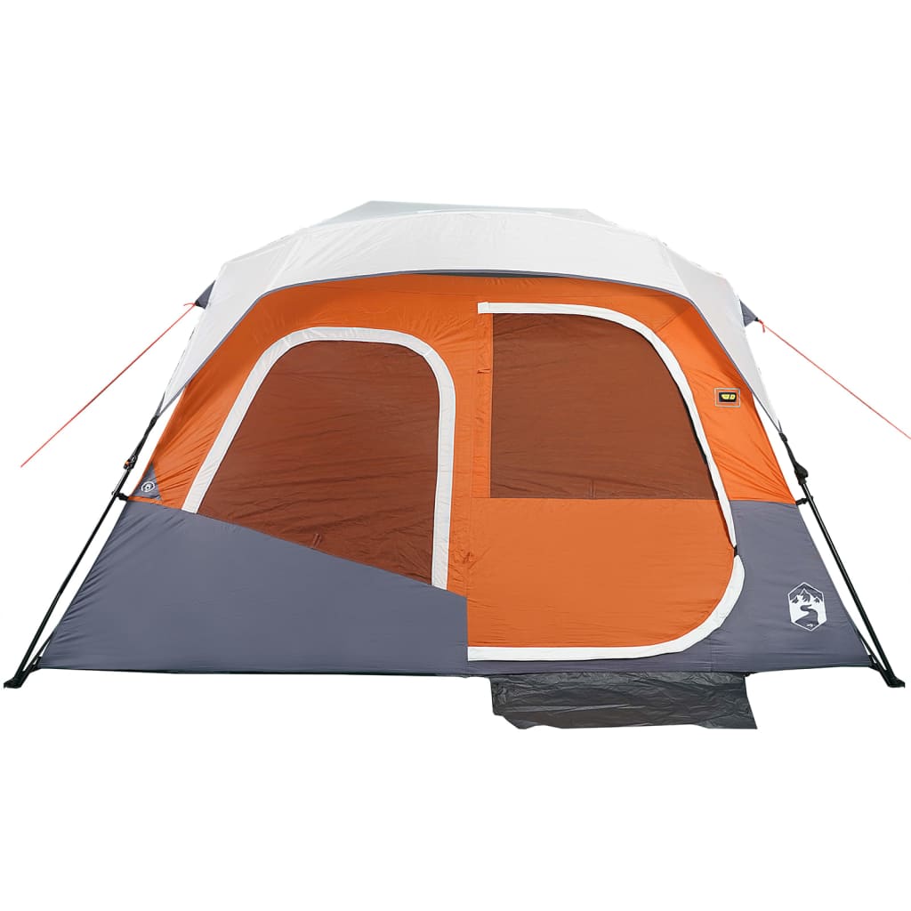 vidaXL Cort camping cu LED pentru 6 persoane, gri deschis/portocaliu