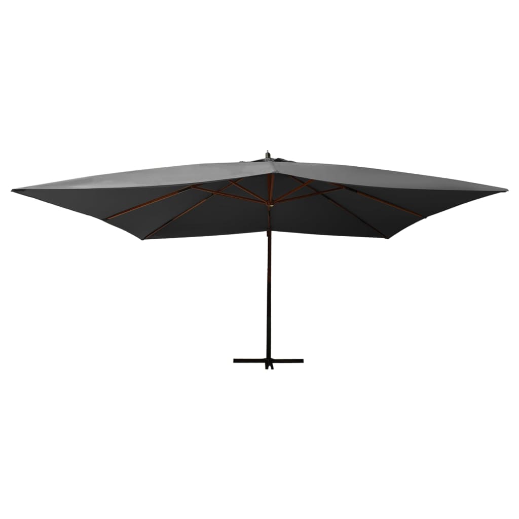 vidaXL Umbrelă suspendată cu stâlp din lemn, antracit, 400x300 cm