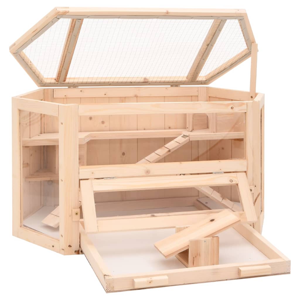 vidaXL Cușcă pentru hamsteri, 80x40x43 cm, lemn masiv de brad