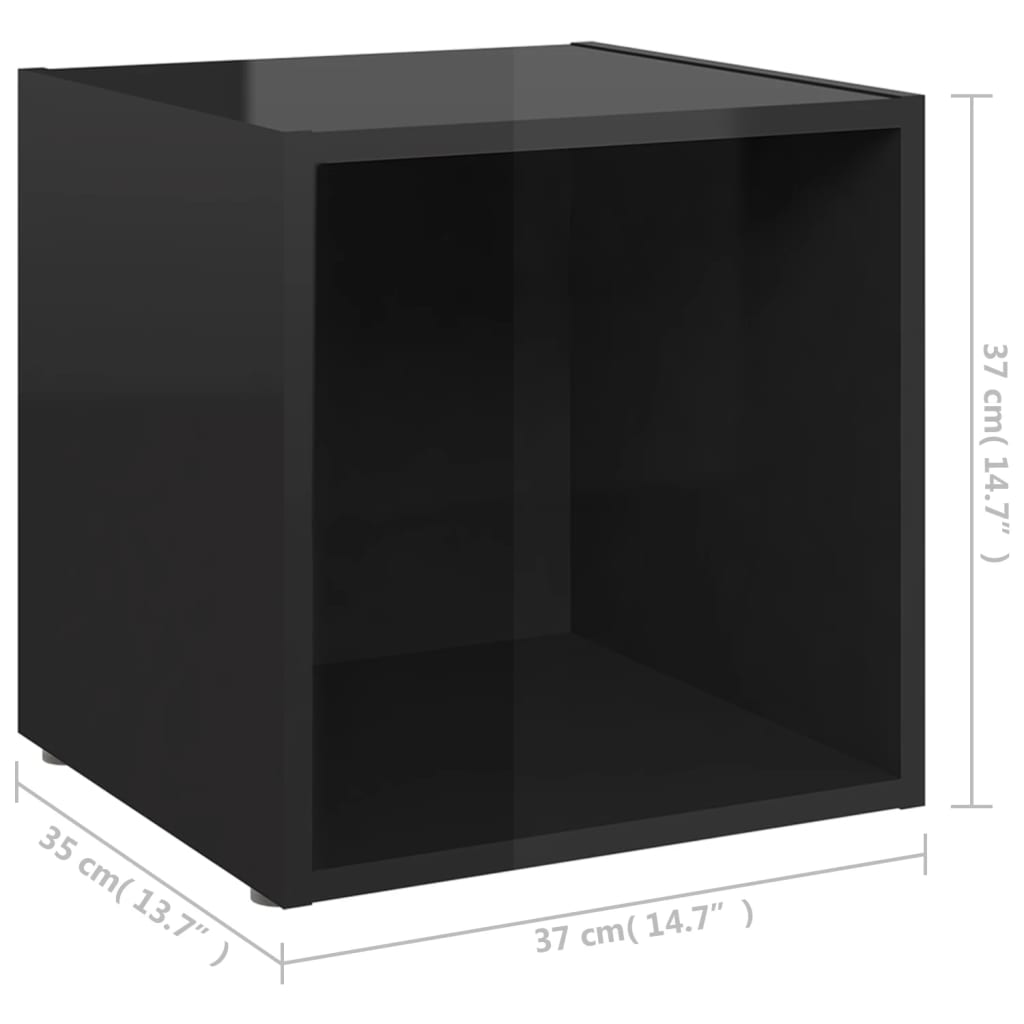 vidaXL Comodă TV, negru extralucios, 37x35x37 cm, PAL