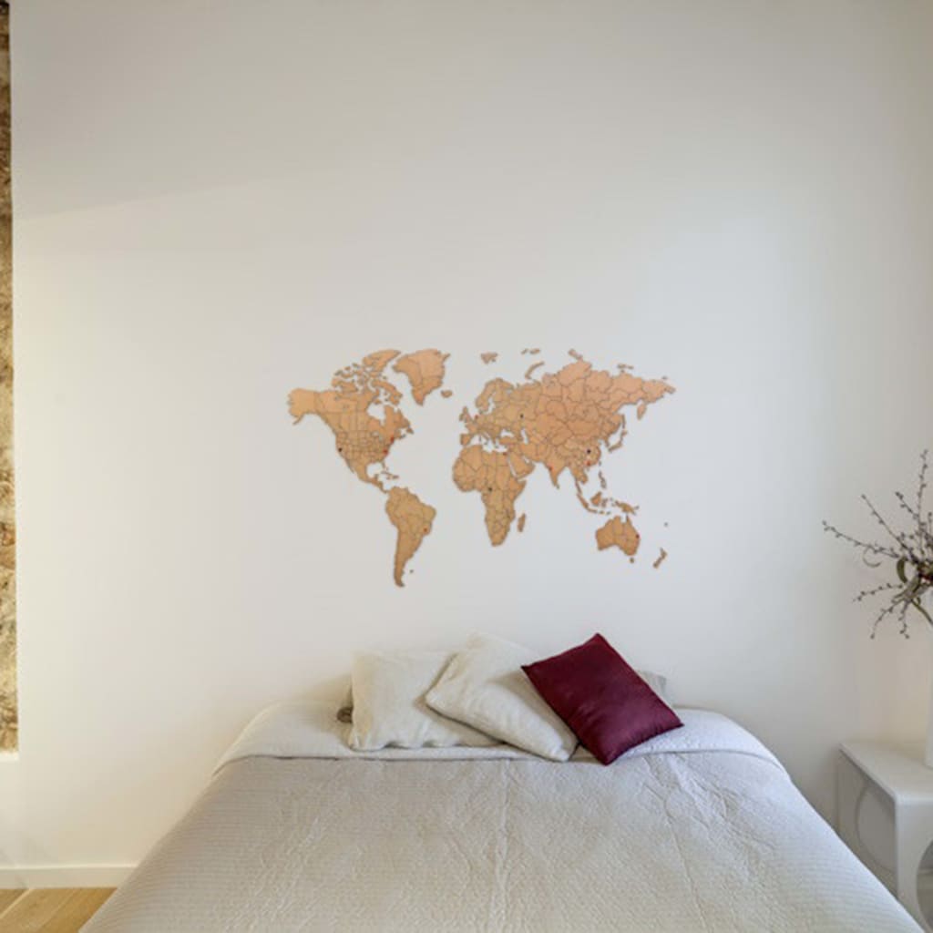 MiMi Innovations Decor perete harta lumii Luxury maro 150x90 cm lemn
