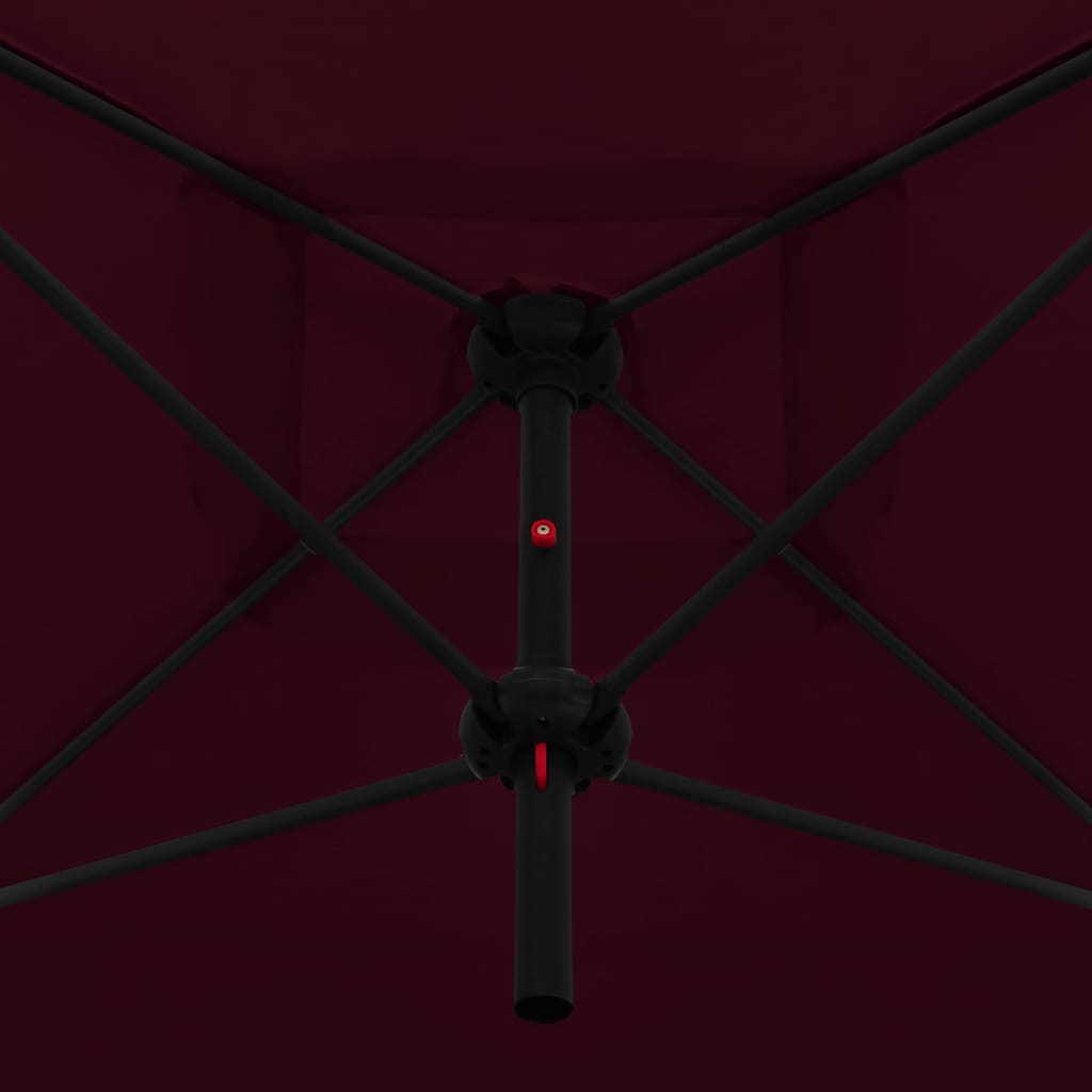 vidaXL Umbrelă de soare dublă, stâlp din oțel, roșu bordo, 250x250 cm