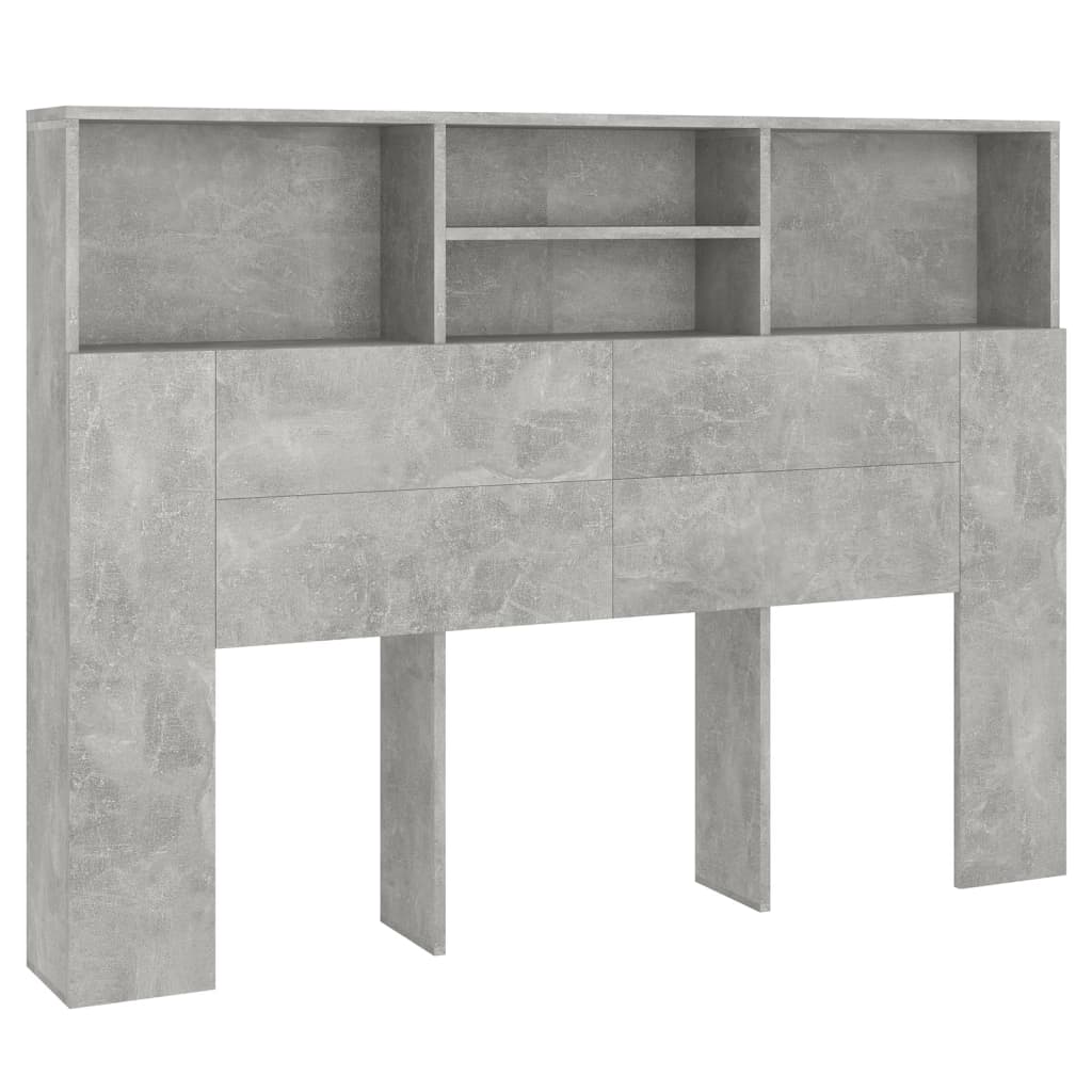 vidaXL Tăblie de pat cu dulap, gri beton, 140x19x103,5 cm