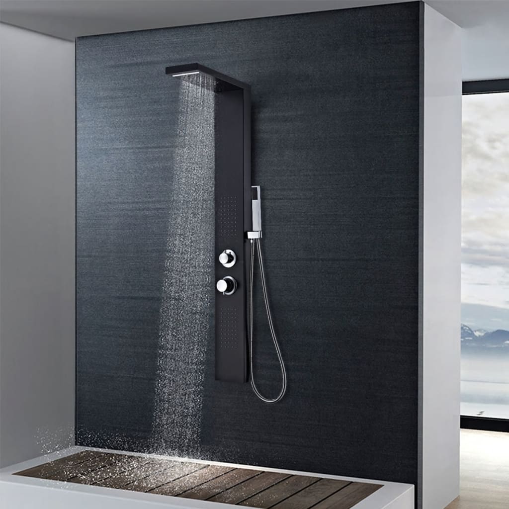 vidaXL Sistem panel de duș din aluminiu, negru mat