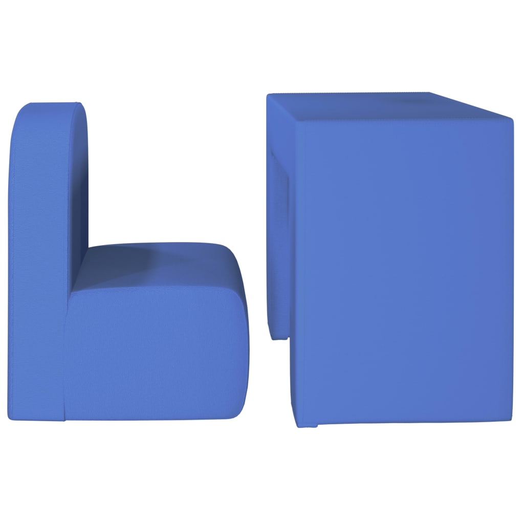 vidaXL Canapea pentru copii 2-în-1, albastru, piele ecologică