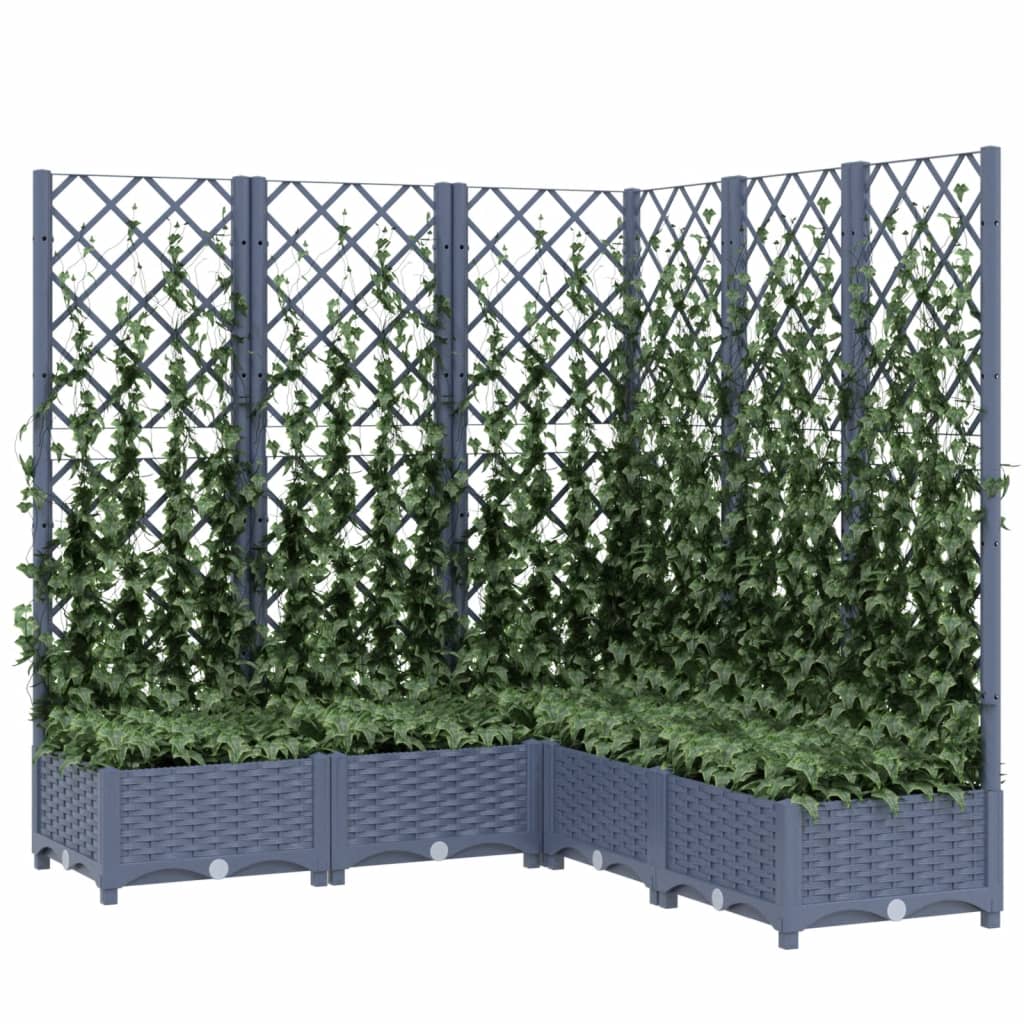 vidaXL Jardinieră de grădină cu spalier,gri închis,120x120x121,5cm, PP