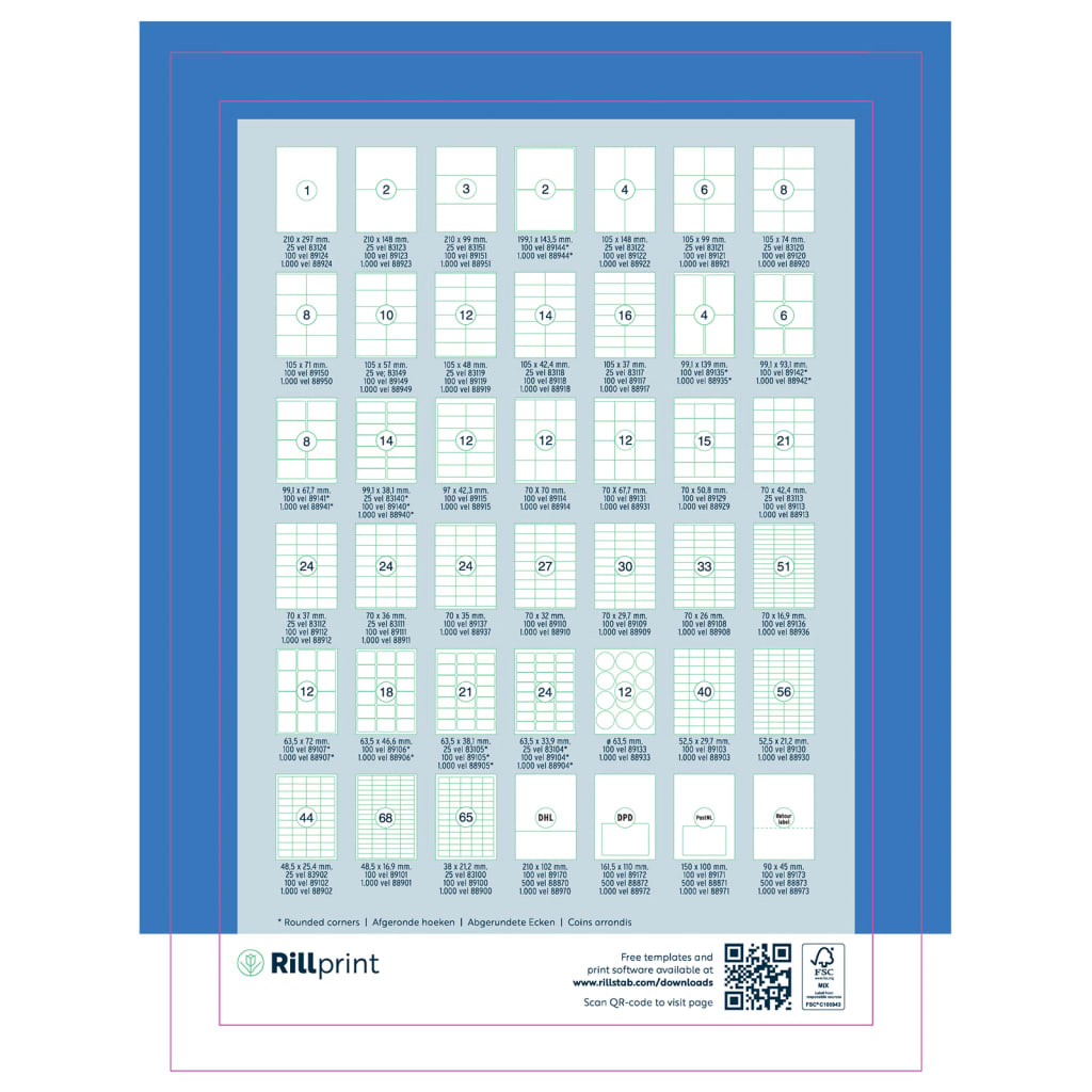 rillprint Etichete autocolante, alb, 105x148 mm, 1000 coli