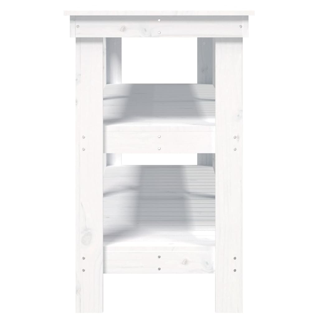 vidaXL Banc de lucru, alb, 142,5x50x80 cm, lemn masiv pin