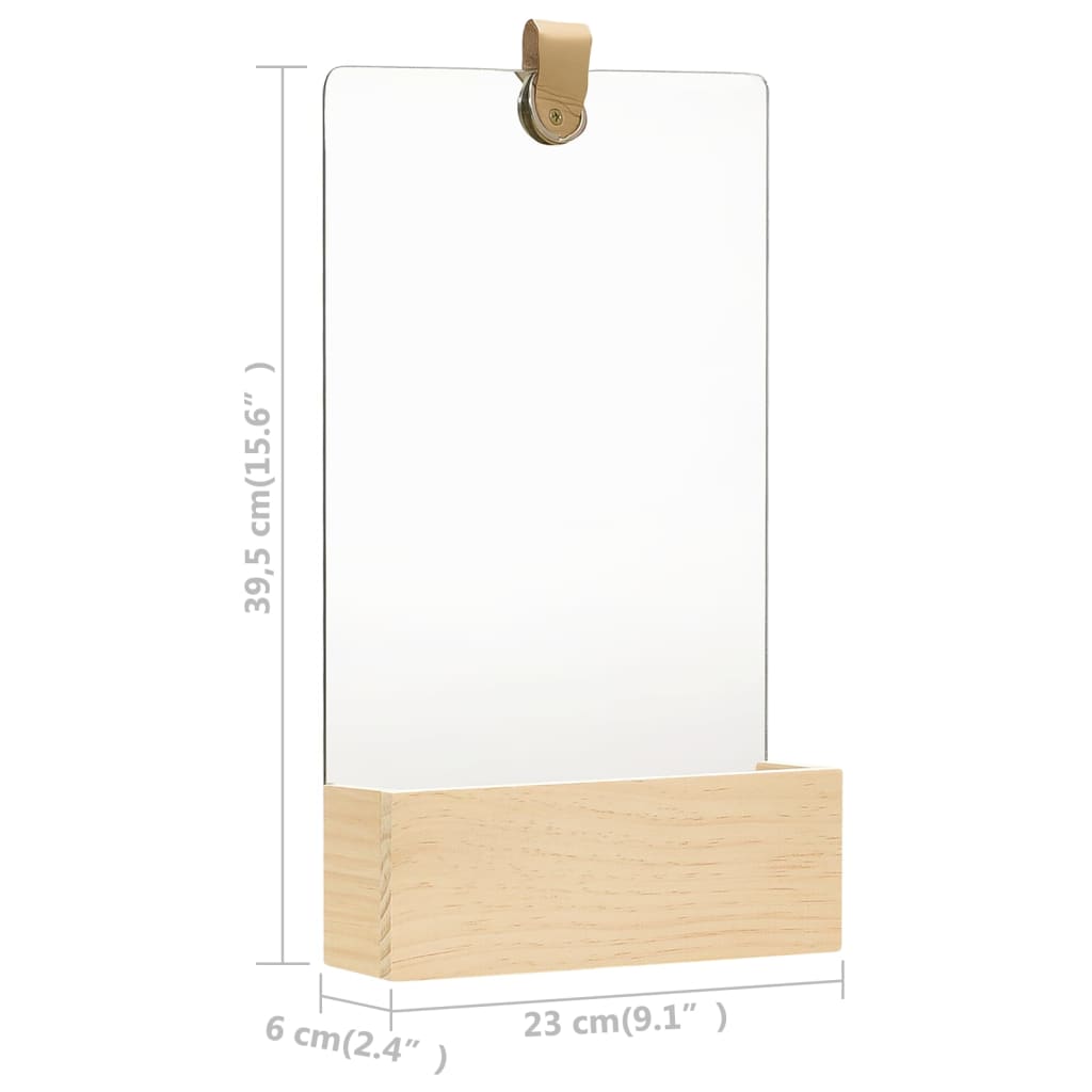 vidaXL Oglindă de perete, 23x39,5 cm, lemn masiv de pin