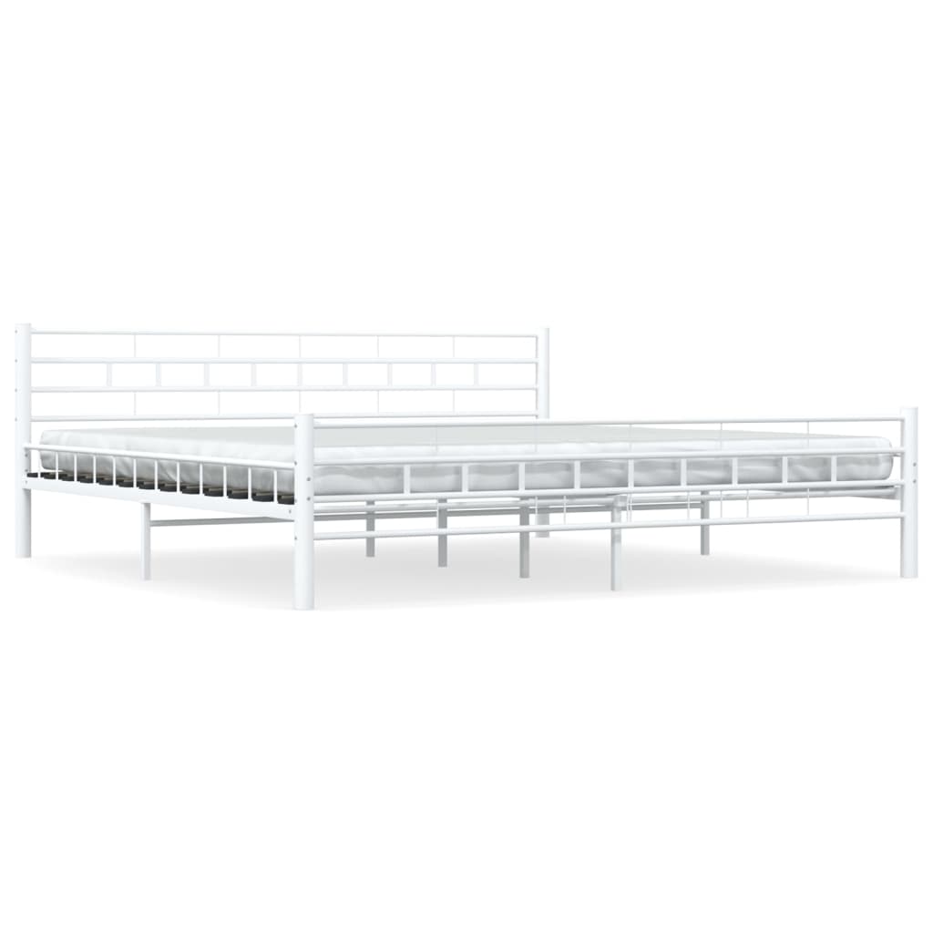 vidaXL Cadru de pat, alb, 200 x 200 cm, metal
