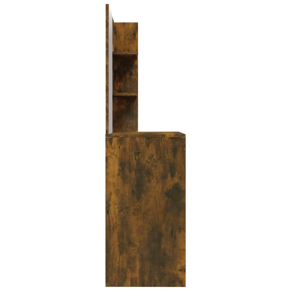vidaXL Masă de toaletă cu oglindă, stejar fumuriu, 74,5x40x141 cm