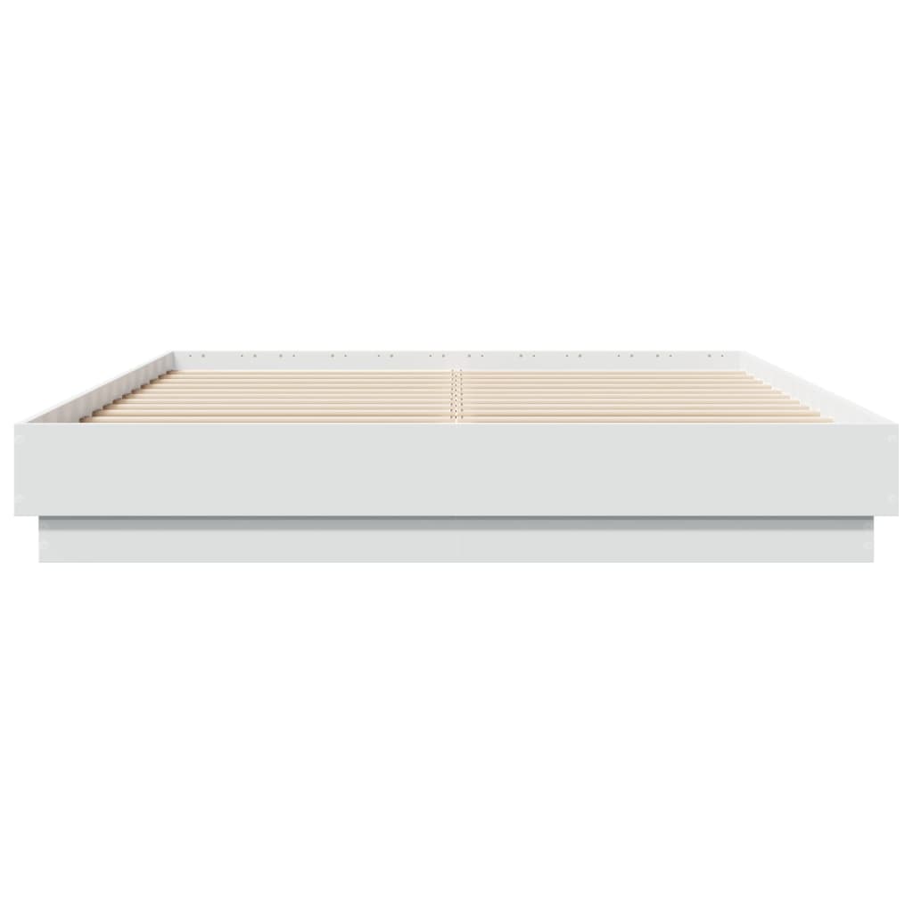 vidaXL Cadru de pat, alb, 160x200 cm, lemn prelucrat
