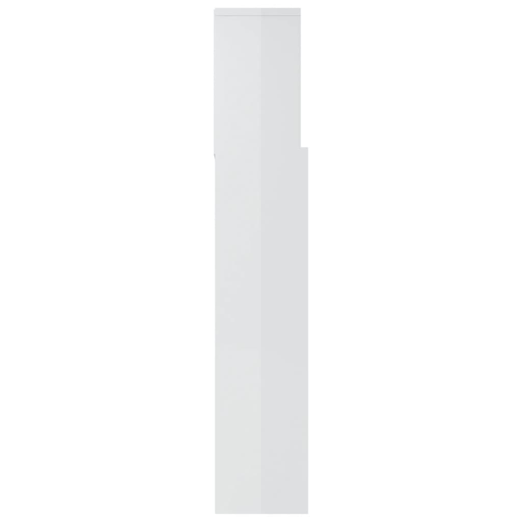 vidaXL Tăblie de pat cu dulap, alb extralucios, 180x19x103,5 cm