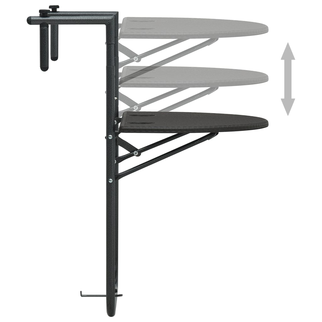 vidaXL Masă balcon suspendată maro 60x64x83,5 cm plastic aspect ratan