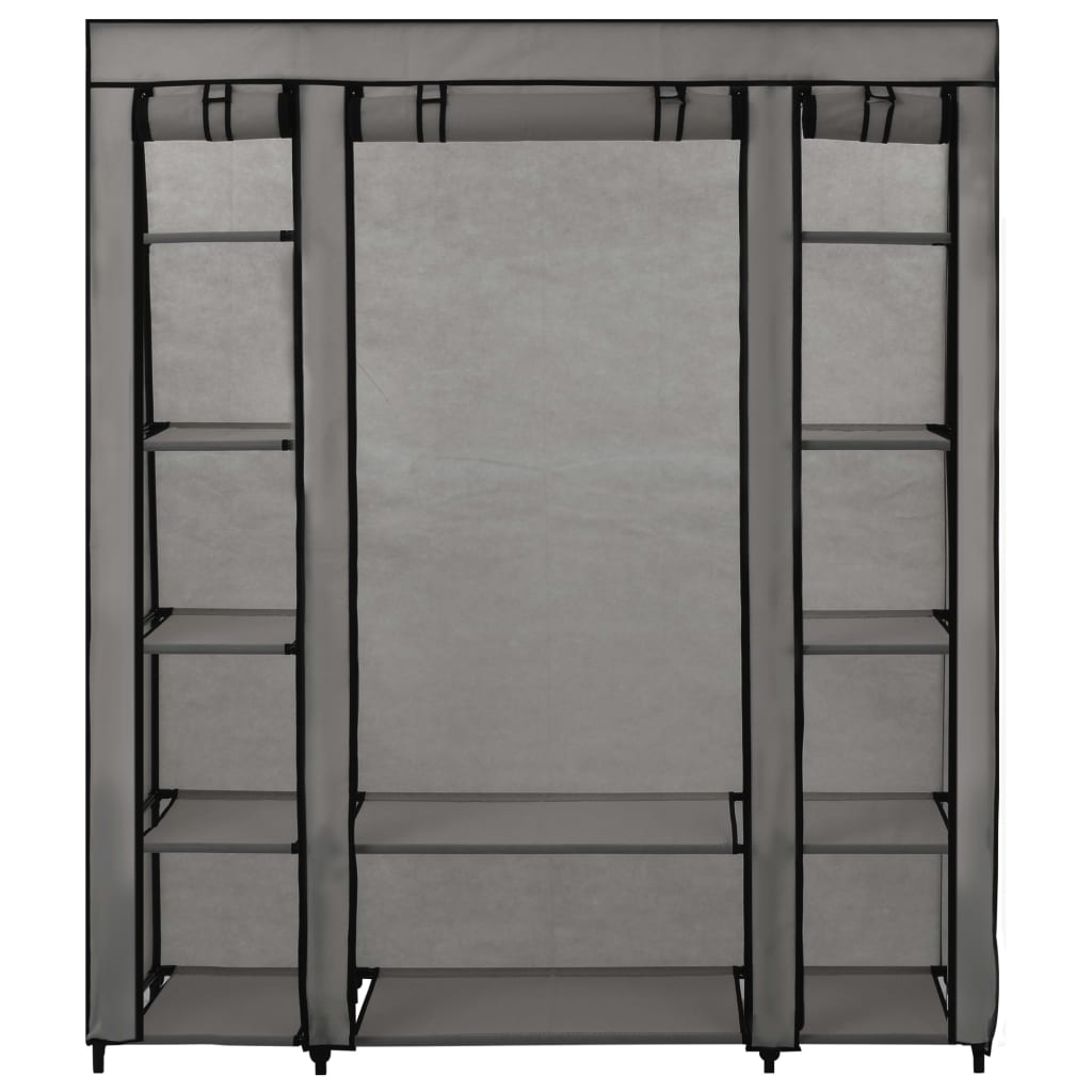 vidaXL Șifonier cu bare și compartimente, gri, 150x45x176 cm, textil
