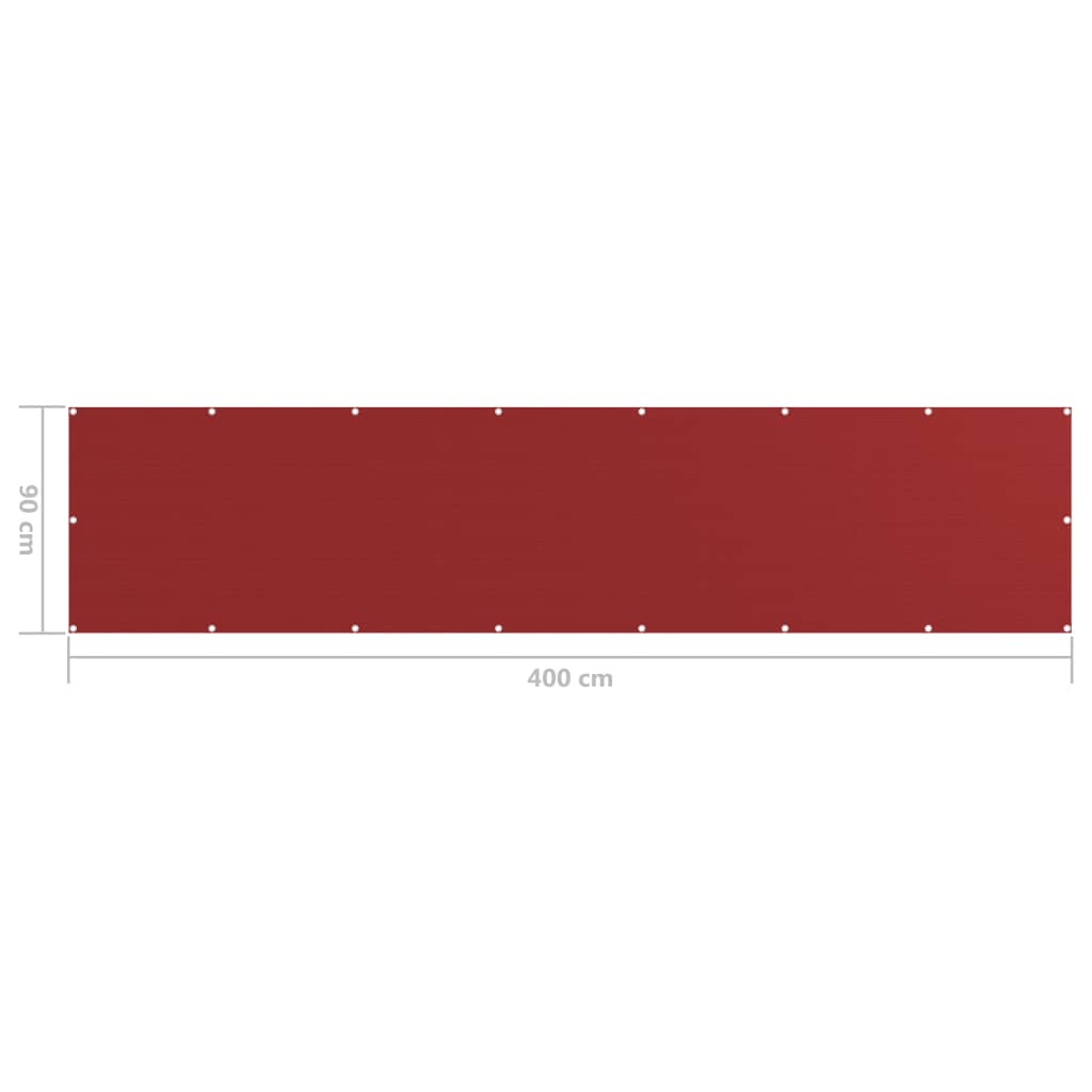 vidaXL Paravan de balcon, roșu, 90 x 400 cm, HDPE