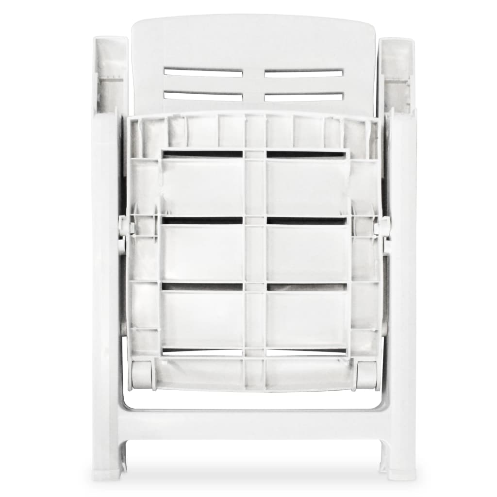 vidaXL Set mobilier de exterior, 7 piese, alb, plastic