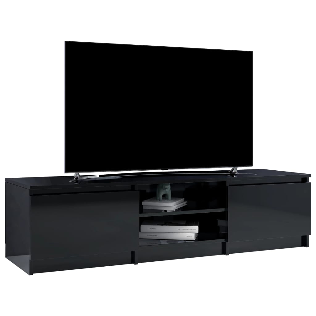 vidaXL Comodă TV, negru extralucios, 140 x 40 x 35,5 cm, PAL