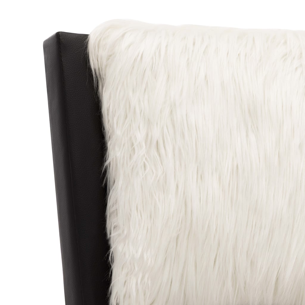 vidaXL Cadru de pat cu LED, negru și alb, 140x200 cm, piele ecologică