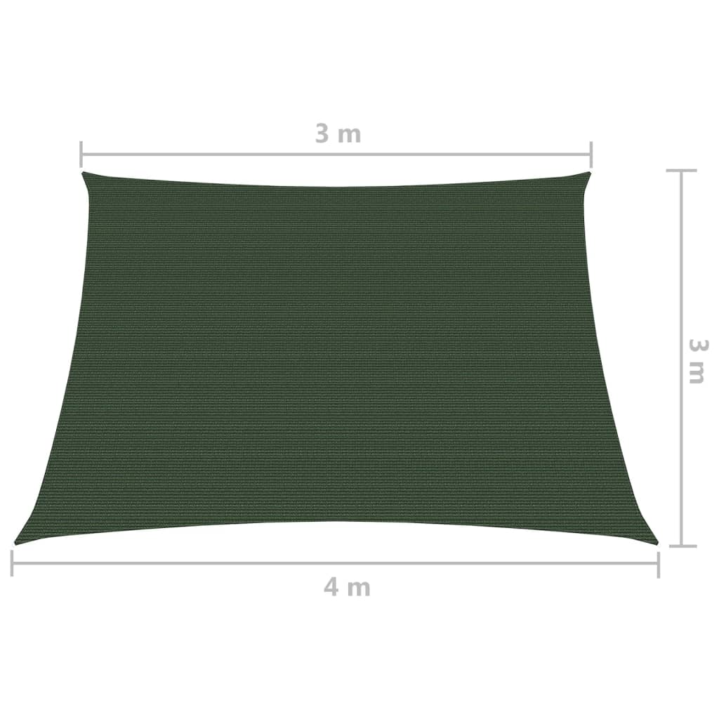 vidaXL Pânză parasolar, verde închis, 3/4x3 m, HDPE, 160 g/m²