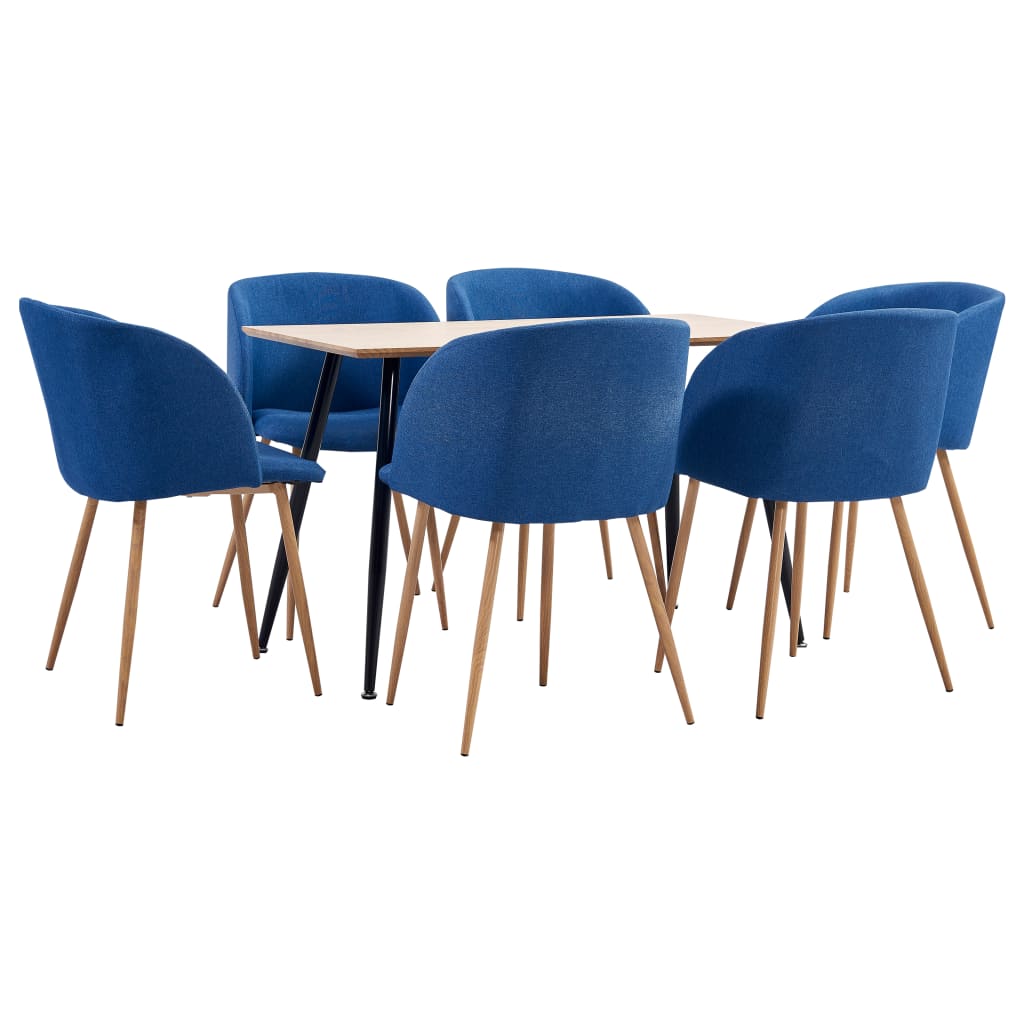 vidaXL Set mobilier de bucătărie, 7 piese, albastru, material textil