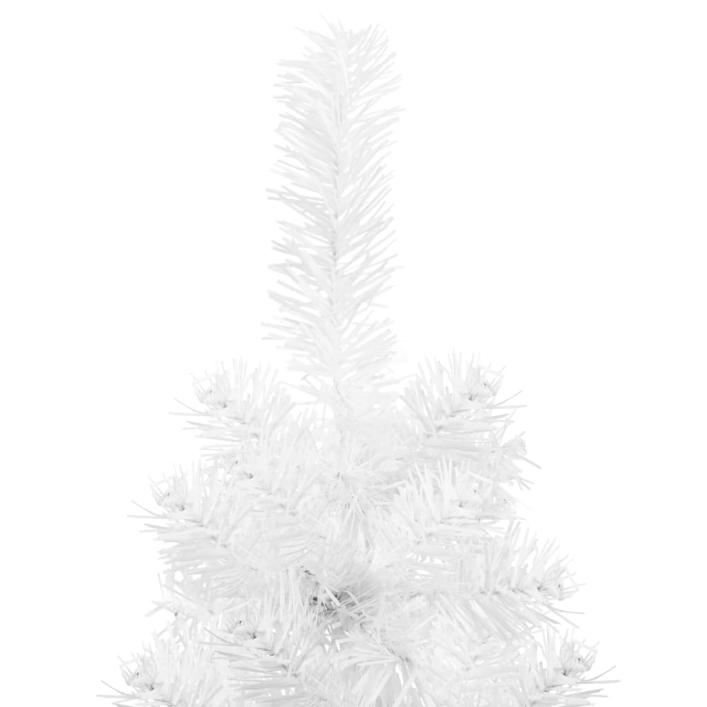 vidaXL Jumătate brad de Crăciun subțire cu suport, alb, 240 cm