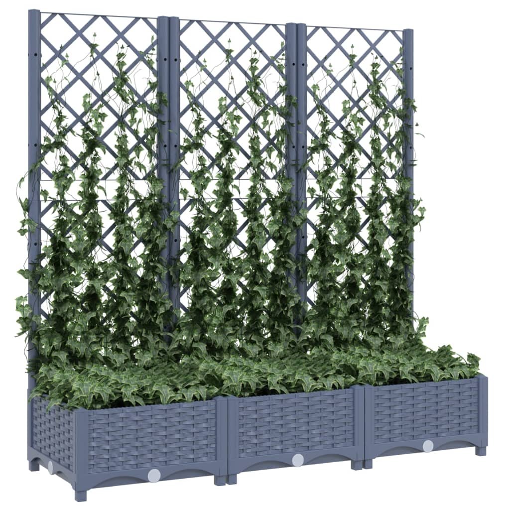 vidaXL Jardinieră de grădină cu spalier,gri închis,120x40x121,5 cm, PP