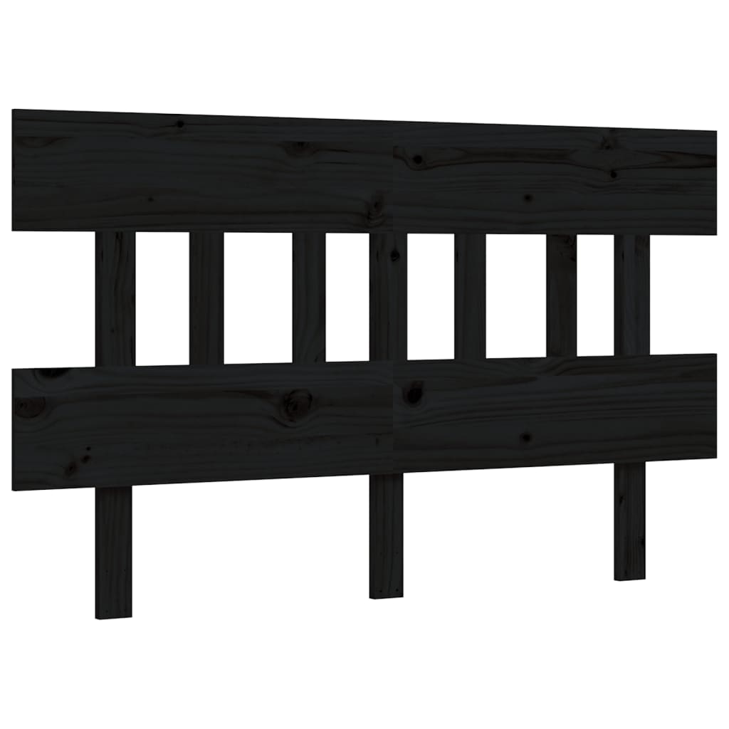vidaXL Cadru de pat cu tăblie dublu mic, negru, lemn masiv