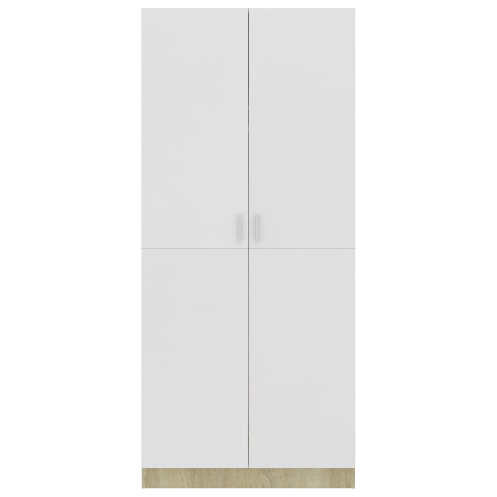 vidaXL Șifonier, alb și stejar sonoma, 80x52x180 cm, PAL