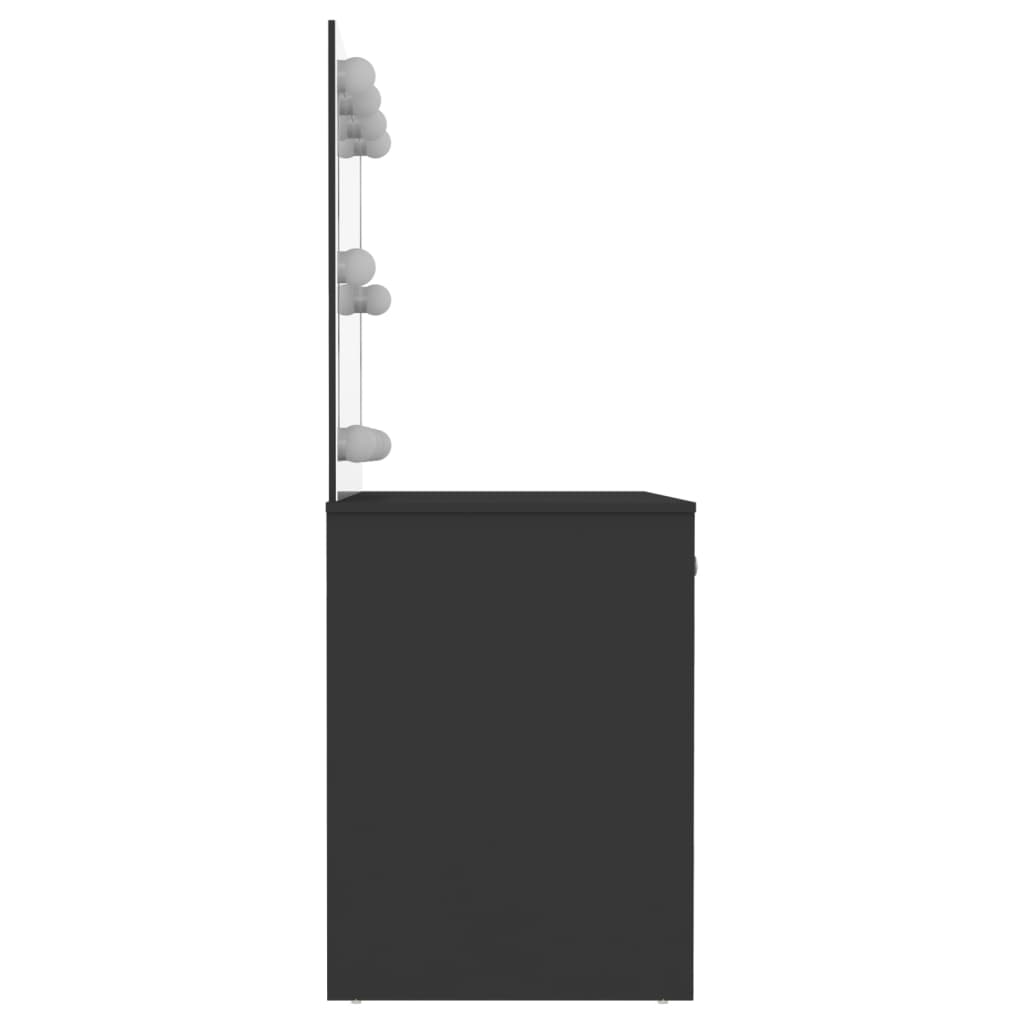vidaXL Masă de machiaj cu lumini LED, negru , 110x55x145 cm, MDF