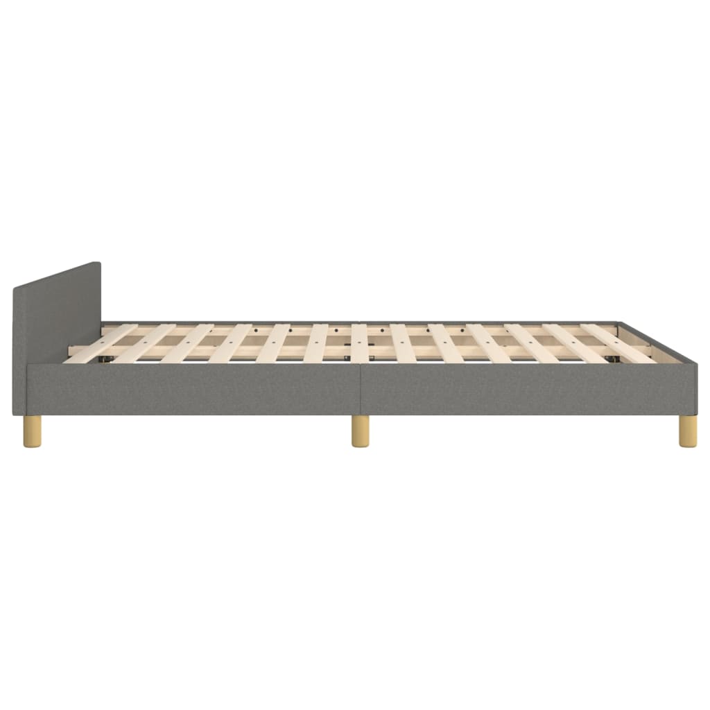 vidaXL Cadru de pat cu tăblie, gri închis, 140x200 cm, textil