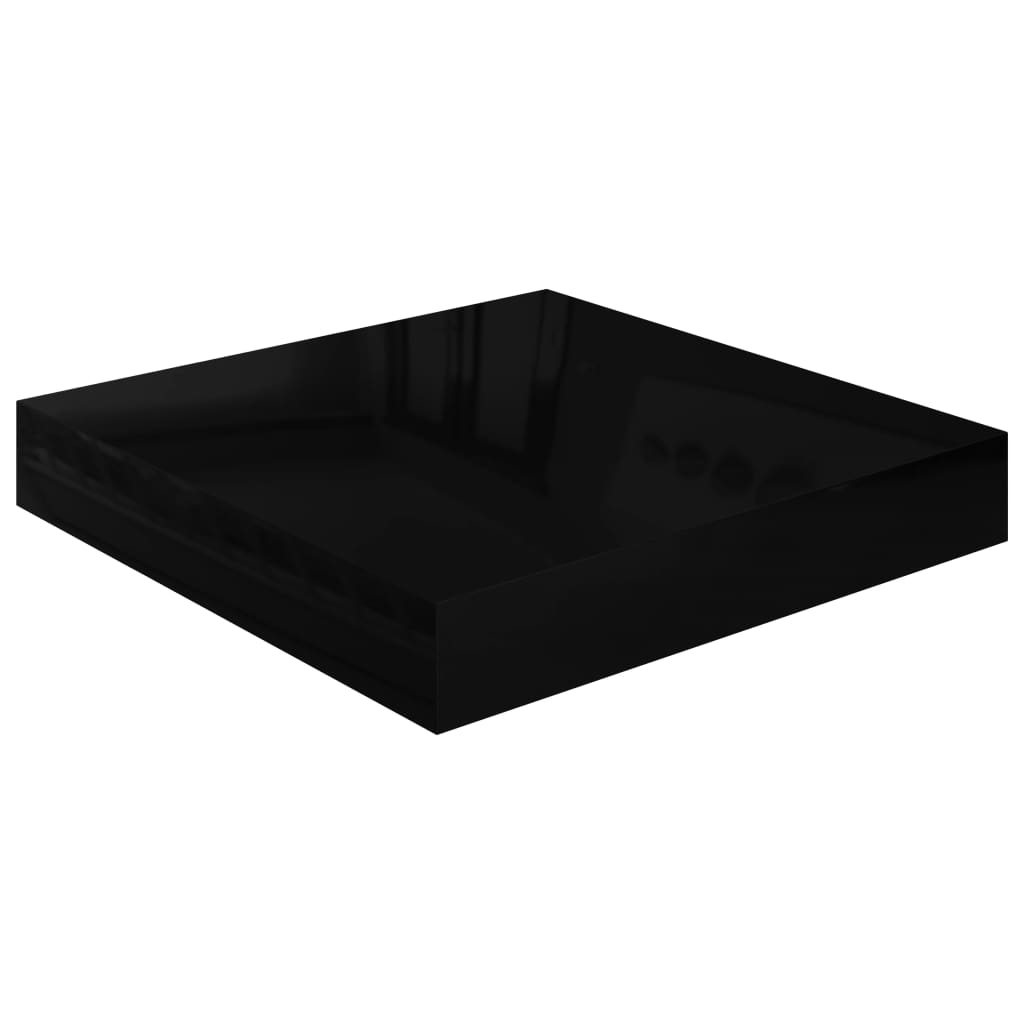 vidaXL Raft de perete suspendat, negru extralucios, 23x23,5x3,8 cm MDF