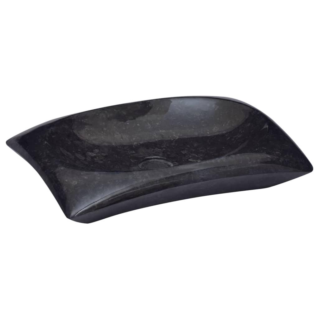 vidaXL Chiuvetă, negru, 50x35x10 cm, marmură
