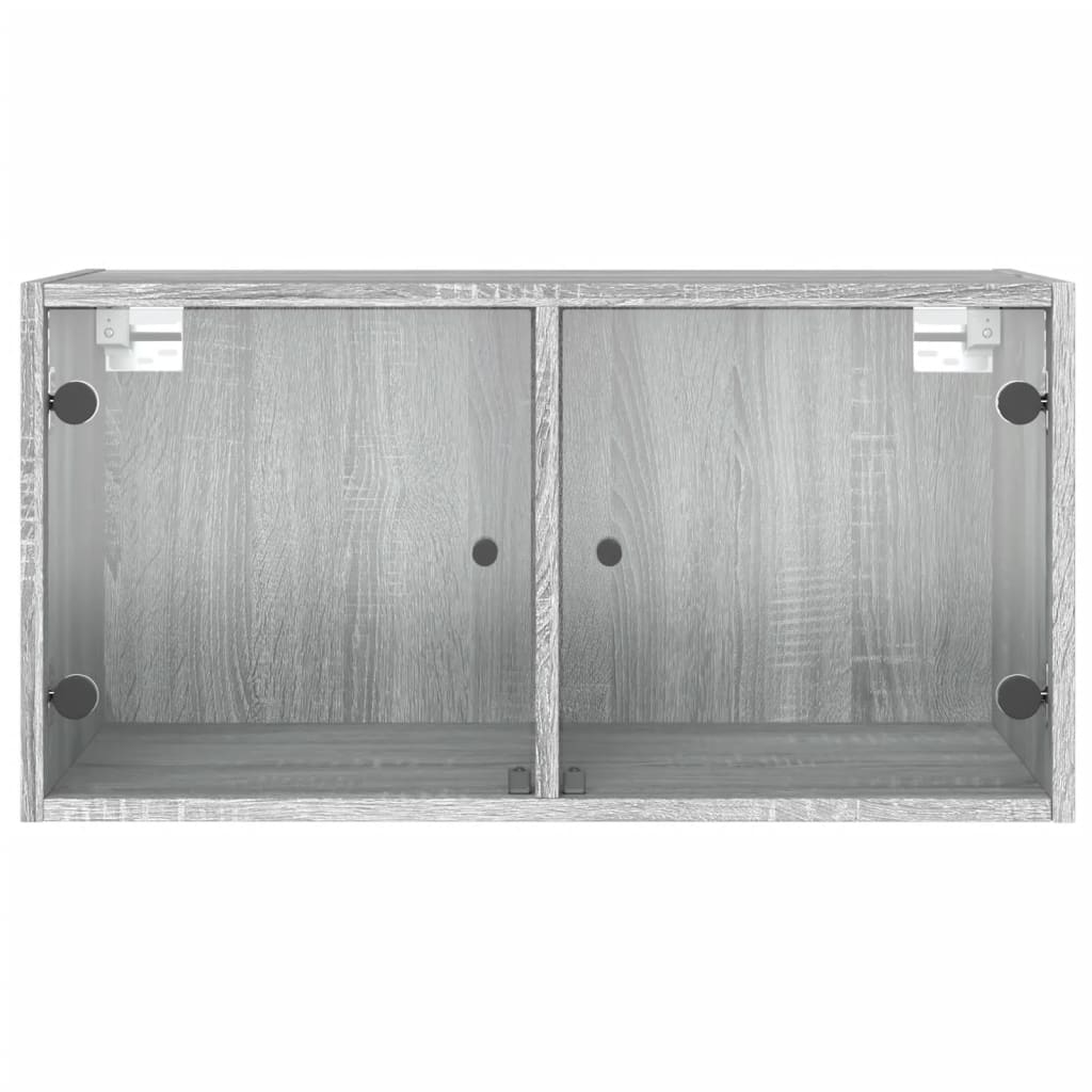 vidaXL Dulap de perete cu uși din sticlă, gri sonoma, 68,5x37x35 cm