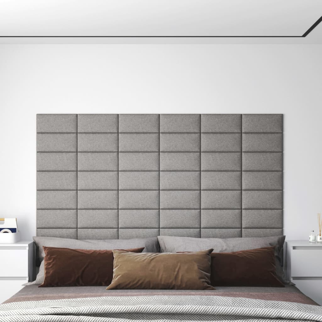 vidaXL Panouri de perete 12 buc. gri deschis 30x15 cm textil 0,54 m²