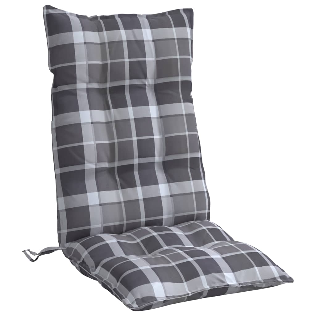 vidaXL Perne scaun cu spătar înalt, 2 buc., gri, carouri textil oxford