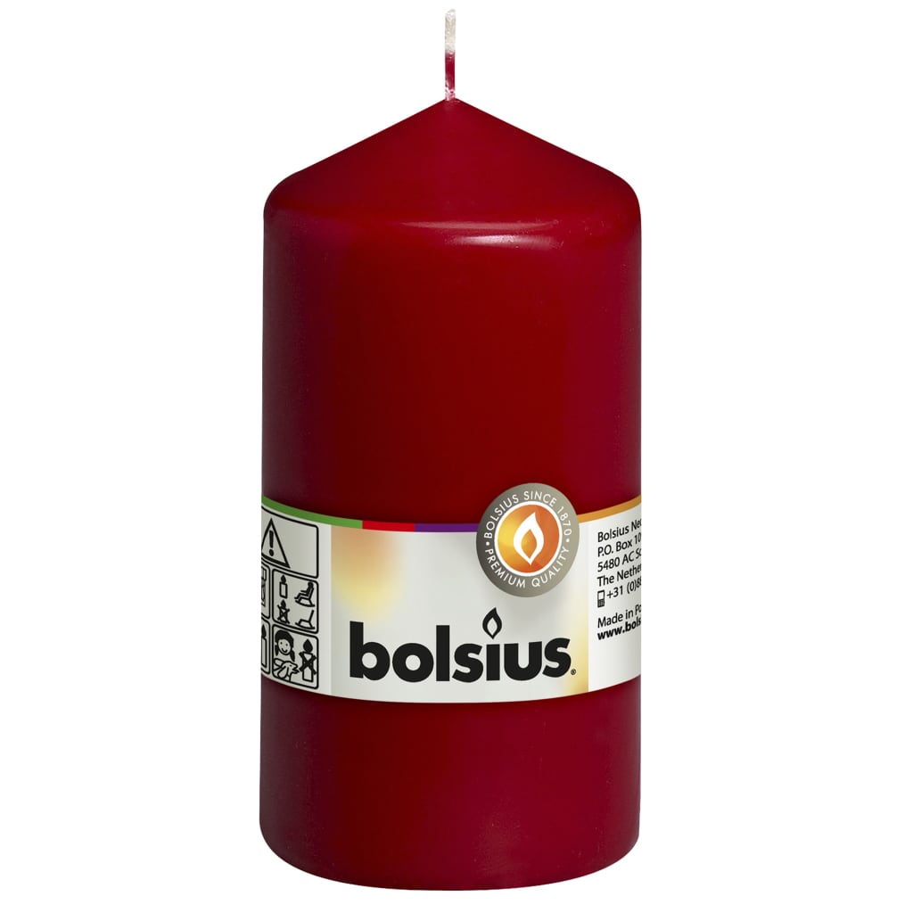Bolsius Lumânări bloc, 8 buc., roșu vin, 130x68 mm