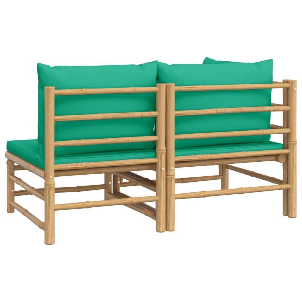 vidaXL Set mobilier de grădină cu perne verzi, 2 piese, bambus