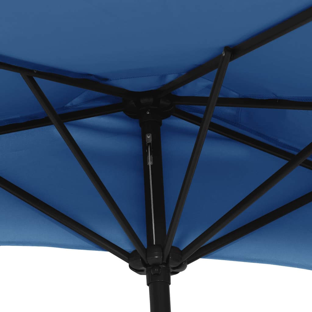 vidaXL Umbrelă balcon, tijă aluminiu albastru 300x155x223cm semirotund