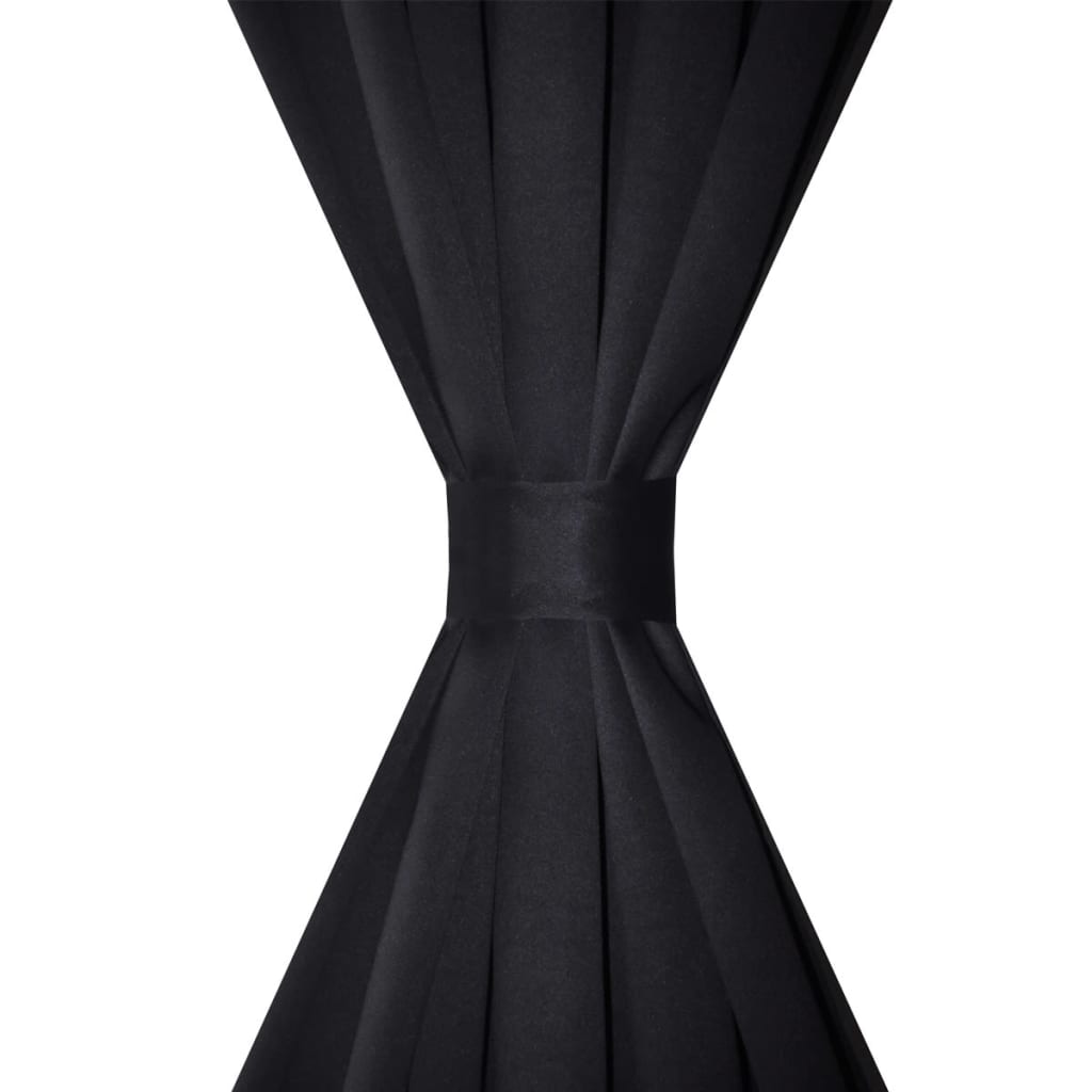 Draperii opace cu rejansă, 2 buc., negru, 135 x 245 cm