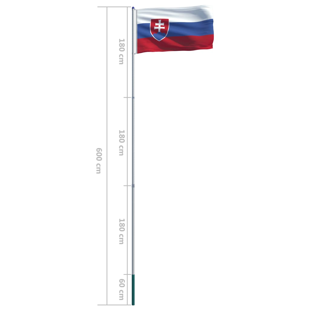 vidaXL Drapel Slovacia și stâlp din aluminiu, 6 m