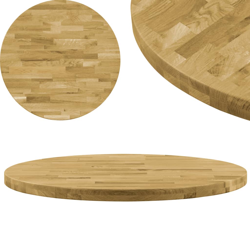 vidaXL Blat de masă, lemn masiv de stejar, rotund, 44 mm, 700 mm