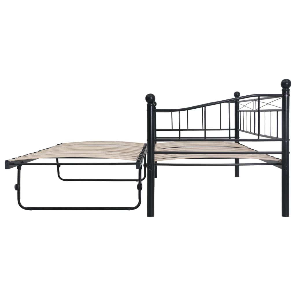 vidaXL Cadru de pat, negru, 180x200/90x200 cm, oțel